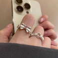 thumbnail image 3 of Anillo abierto para mujer, diseño de nicho de amor con lazo, anillo de dedo índice de alta calidad, anillo de estilo simple y frío, 3 of 5