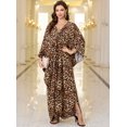 thumbnail image 4 of Vestido kaftán Yanziliu talla grande con cuello en V y manga murciélago, 4 of 6