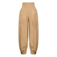 thumbnail image 6 of Women Linen Palazzo Pants Summer Boho Wide Leg High Waist Casual Lounge Pant Vacation Beach Travel Outfits, 6 of 6