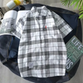 thumbnail image 1 of Camisa de verano a cuadros de manga corta, fina, holgada, versátil, informal, para hombre, moderna, coreana, para jóvenes, para playa, escena aplicable, 1 of 4