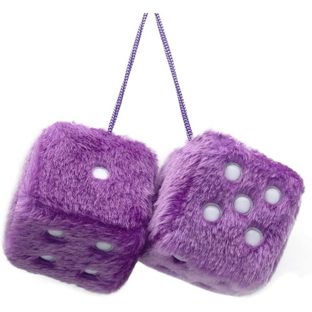 1 Paire de dés Rétro Carrés en Peluche Duveteuse à Suspendre dans un Miroir avec des Points pour Décoration d'Ornement Intérieur de Voiture (Violet)