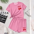 thumbnail image 5 of hengsof Cute Bow Print Shorts Set for Girls Casual Two Piece Set Round Neck Short Sleeve T-Shirt Shorts Versatile Sportswear Set, 5 of 5