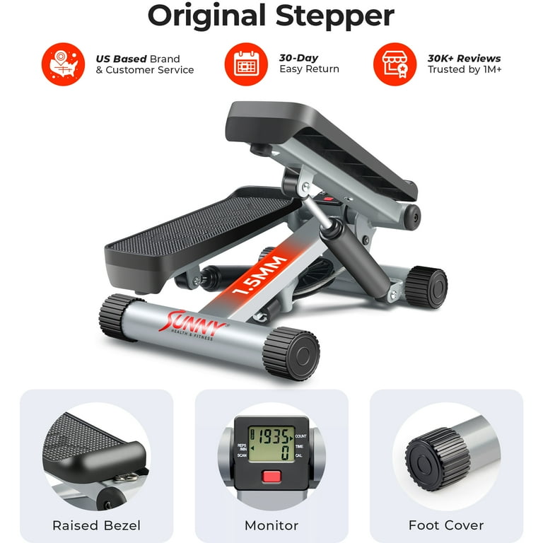 Sunny Health Mini Stepper Machine w Bands LCD Monitor for Cardio Arm Workout Walmart