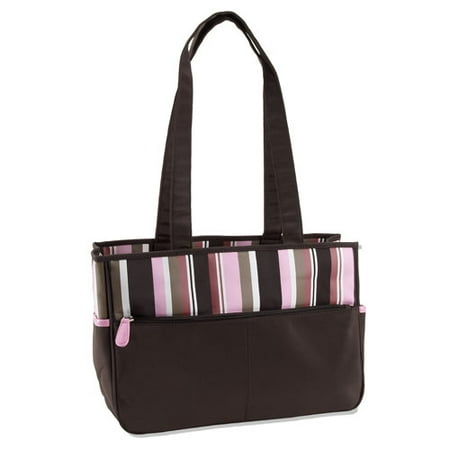 Baby Connection - Microfiber Stripe Diaper Bag, Brown