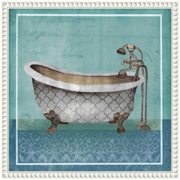Amanti Art Regal Blue Tub I Framed Canvas Wall Art Print