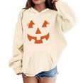 thumbnail image 4 of KAUOD Youth Cotton Pumpkin Hoodies Thick Warm Fleece Halloween Pullover Hoodie Sweatshirts Teen Kids Girls Oversized Tops, 4 of 8