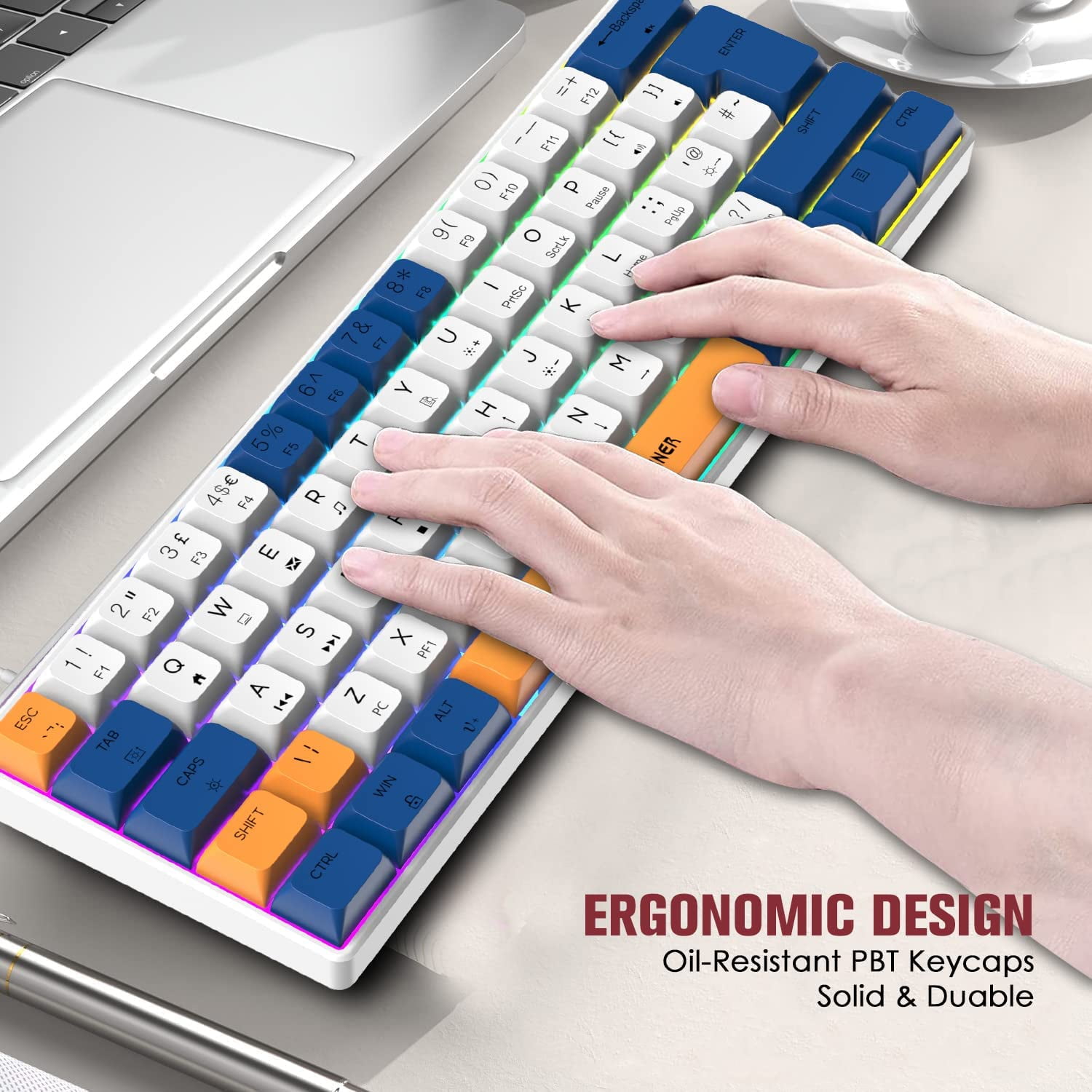 MAGIC-REFINER MK21 AKKO World Tour 60% Wired Mechanical Gaming Keyboard with RGB Backlight, Dye Sublimation PBT Keycaps, NKRO Programmable Red Switch for PC Mac PS4 Xbox one