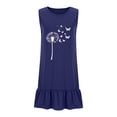 thumbnail image 4 of DeHolifer Dress for Women Casual A-Line Ruffle Beach Mini Dresses Trendy Sundress T-Shirt Dress with Pockets Navy M, 4 of 6