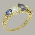 thumbnail image 3 of LBG British Made 10k Yellow Gold Natural Tanzanite & Opal Womens Anniversary Ring - 33 size options - Size 6.75, 3 of 6