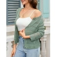 thumbnail image 3 of Yesfashion Women's Lightweight Crochet Cardigan 3/4 Sleeve Cropped V Neck Button Shrug Knit Sweater Tops, 3 of 6