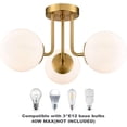 thumbnail image 4 of Modern Brass Gold 3-Light Ceiling Light with Globe White Glass Shade Chandelier, 4 of 8