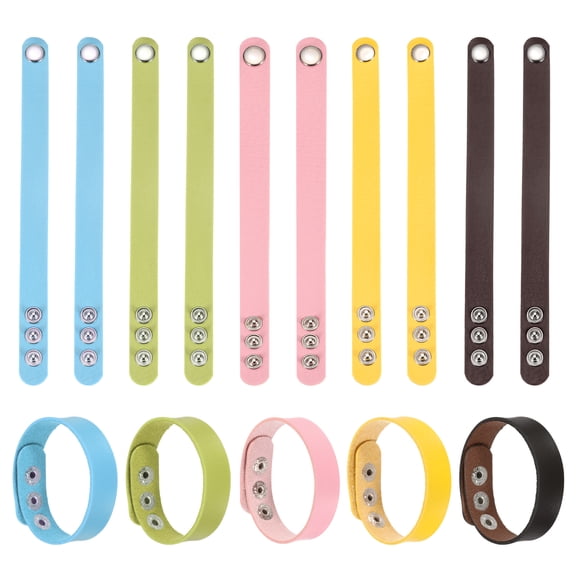 Uxcell 15 Pcs Plain Leather Bracelets Leather Snap Bracelets Adjustable Blank Wrist Cuffs DIY Craft Wristbands for Men Women Jewelry Making, Mixed Colors