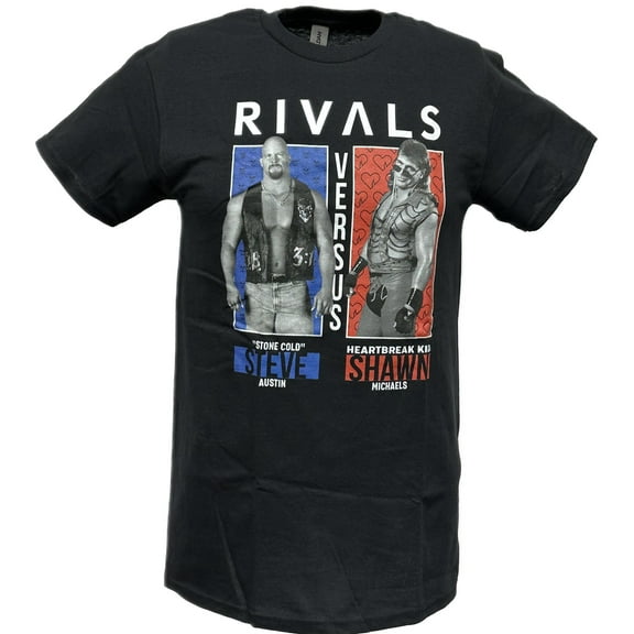 WWE Rivals Stone Cold Steve Austin vs Shawn Michaels Mens Black T-shirt