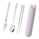 thumbnail image 5 of Juego de cucharas y palillos, vajilla, utensilios de viaje, juego de cubiertos portátiles para Morado 4 piezas, 5 of 9