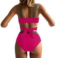 thumbnail image 4 of Trajes de baño Amzcrzy Tankini para mujer, trajes de baño, trajes de baño, bikini para mujer, conjunto de traje de baño camisola sin espalda de color sólido informal y de moda, rosa fuerte, M, 4 of 6