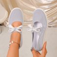 thumbnail image 5 of Weekend Everyday Shoes, Women's Bow Accent Knit Platform Sole Round Toe Casual Shoes Comfortable Shoes and Easy Styling Knit Upper Flexible Sole Business Footwear Walking Shoes Comfort, US-7.5/EU-40, 5 of 7