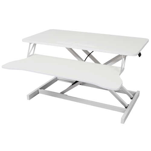 Adjustable Height Standing Desk Converter With Keyboard Tray - Sit To Stand Workstation ï¼whiteï¼