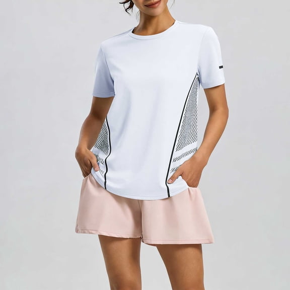 Avirosel Women's Short Sleeve Workout Tops & Athletic Shirts, Quick Dry Lightweight Stretchy Breathable Tops for Gym Running Yoga Outdoor Sports Training Daily