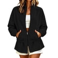 thumbnail image 2 of WIZUTIZ Women's Solid Color Zip Up Stand Collar Sweatshirt Jacket Elastic Cinched Waist Long Sleeve Casual Sporty Outerwear with Pockets, 2 of 8