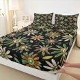 thumbnail image 3 of Homewish Green Boho Botanical Bed Sheets, Hippie Mandala Flower Floral King Sheets, Southwestern Style Sheet Set, Luxury Bedroom Decor, 4 Pieces, 3 of 7