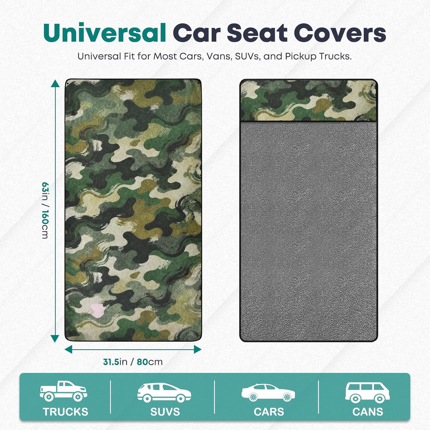FLORICH Towel Car Seat Covers, Sweating Microfiber Seat Cover for Cars with Non-Slip Strap, Suitable for Post Gym Workout, Running, Swimming, Beach and Hiking, FC08