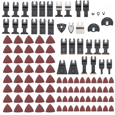 findmall Oscillating Tool Blades (116-Piece) Japanese Teeth Bi-Metal Titanium Semi-Circular HCS Saw Blade Wood/Metal/Plastic Cutter Set and Sandpaper