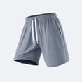 thumbnail image 5 of Mens Shorts Men's Solid Color Elastic Waist Drawstring Zipper Pocket Casual Sports Shorts Dark Gray S, 5 of 9
