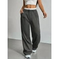 thumbnail image 2 of Womens Baggy Wide Leg Pants Casual Stripe Elastic Waisted Palazzo Harem Pants with Pockets Grey XXL, 2 of 5