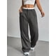 thumbnail image 4 of Pantalones Anchos y Holgados para Mujer, Estilo Palazzo Harén, Informales, A Rayas, con Cintura Elástica y Bolsillos Gris M, 4 of 7
