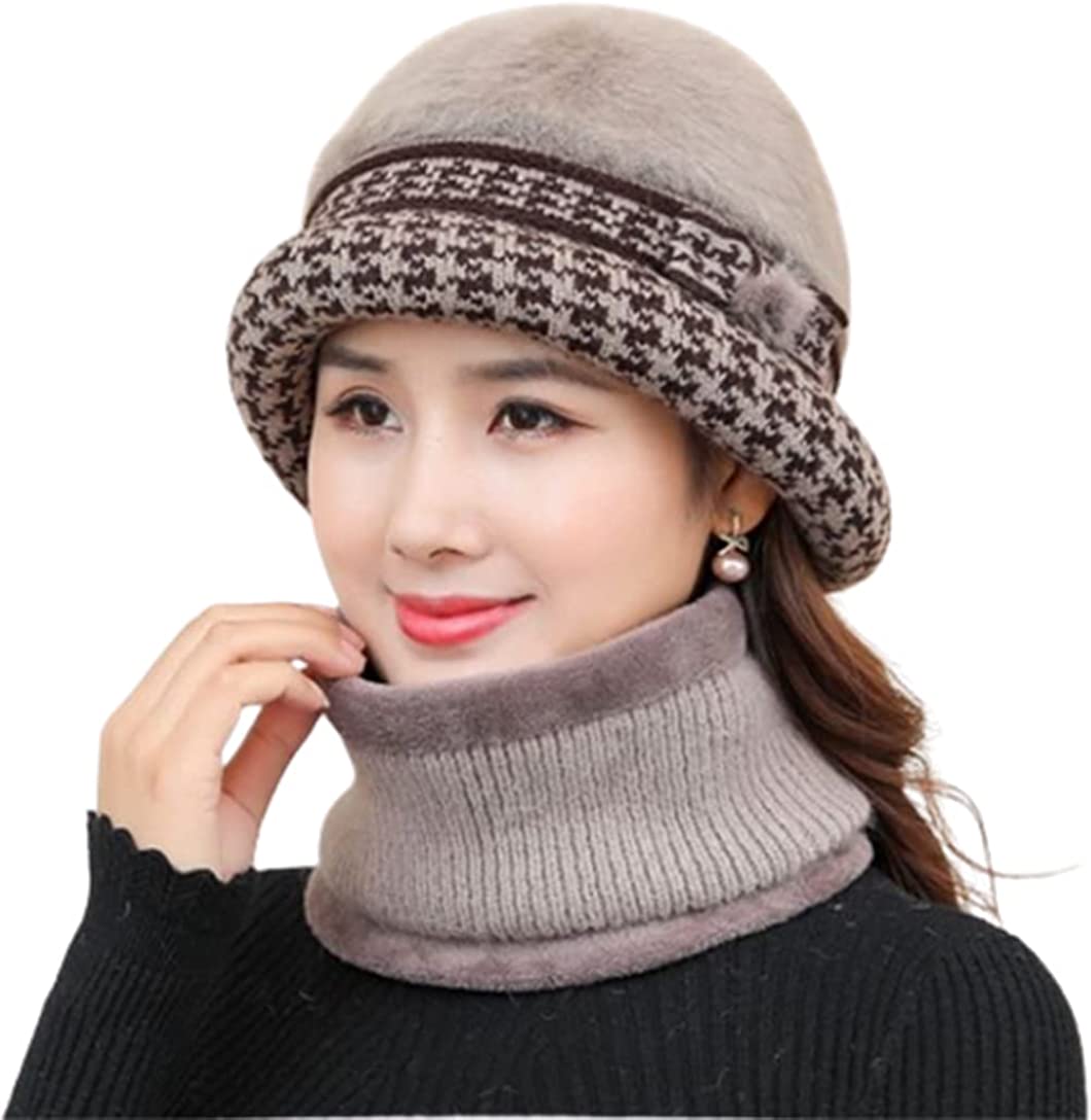 CoCopeaunts Hat and Scarf for Women Women's Hat Scarf Set Fluffy Faux