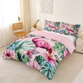 thumbnail image 2 of jejeloiu Soft Flamingo Flowers Duvet Cover Set Kids,Tropical Botanical Leaves Bedding Full For Girls,Reversible,3 Pieces(No Comforter), 2 of 6