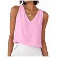 thumbnail image 3 of Women'S Crop Tank Tops Spring Summer Sleeveless V Neck Cropped Casual Beach Tops Shirts Pink XS, 3 of 7