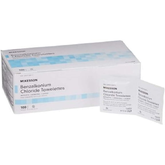 Mckesson 268 BZK Sanitizing Skin Wipe Clean Scent (Box of 100)