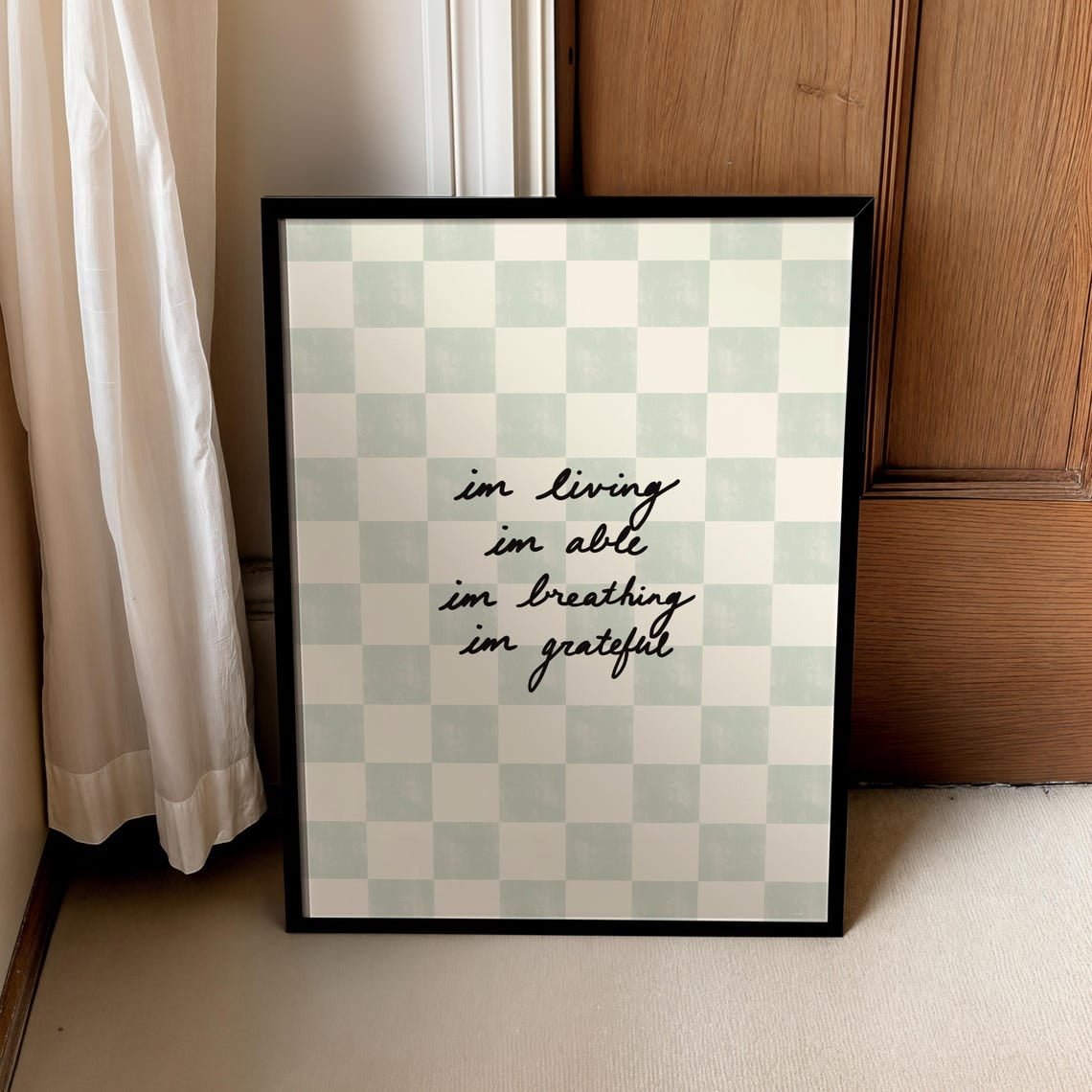 Inspirational Checkered Home Office Decor Wall Art