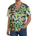 thumbnail image 3 of Disketp Men's Hawaiian Colorful Tie Dye Stained Glass Print Shirts Button Down Holiday Beach Shirts-Large, 3 of 7