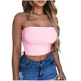 thumbnail image 1 of Blusa sin tirantes con parte superior de tubo superior casual de moda de verano de color sólido para mujer Pompotops hkajfhjk473896, 1 of 6