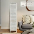 thumbnail image 3 of Hofitlead 4 Panel Room Divider with Shelves 5.6Ft Wooden Folding Screens Privacy Partition Wall for Bedroom Living Room Office, White, 3 of 8