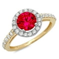 thumbnail image 2 of 1.86 ct Round Cut Simulated Ruby Halo Engagement Ring for Women in 18K White/Yellow Gold, 2 of 2