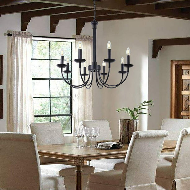 Wellmet 27 8 Light Classic Candle Chandeliers Matte Black Farmhouse Ceiling Hanging Fixture Modern French Country Pendant Lighting For Foyer Living Room Kitchen Bedroom Com - French Country Kitchen Ceiling Lights