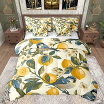Castle Fairy Teens Adults Tropical Yellow Lemon Bedding Comforter Set 7pcs,Animal Birds Queen Bedding Sets Super Cozy,Vintage Floral Fruit Queen Sheet Sets,Breathable Home Decor,Reversible