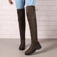 thumbnail image 3 of Pandaie Thigh High Over The Knee Boots for Women Low Block Heel Riding Boots Round Toe Stretch Walking Fall Winter Shoes Coffee 9, 3 of 7