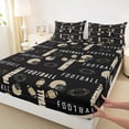 thumbnail image 3 of Homewish Football Hemelt Queen Sheet Sets,Boys Ball Game Flat Sheet,Gold Black Queen Fitted Sheet For Teens,Ultra Soft Home Decor,4pcs, 3 of 7