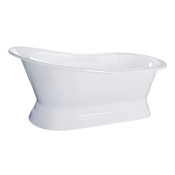 Aqua Eden VCTND673128 67" Cast Iron Oval Single Slipper Pedestal Tub (No Faucet Drillings), White