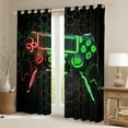 thumbnail image 2 of Curtains Gaming 30%-50% Blackout Curtains Teens Gamer Room Decor Bedroom Curtains,3D Green Red Gamepad Gaming Window Curtains Geometry Honeycomb Print Curtains,76"Wx54"L, 2 of 5