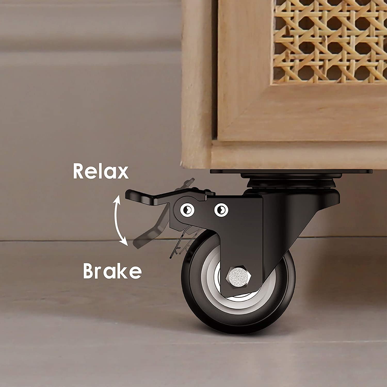 Hex Autoparts 4 Pack 3" Polyurethane Caster Wheels Locking Casters with Brake Swivel Plate
