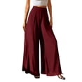 thumbnail image 2 of Costeam Womens Chiffon High Waist Wide Leg Pants Full Inner Lining Side Slip Pockets Full Length Lightweight Flowy Loose Straight Casual Dress Trousers, 2 of 7