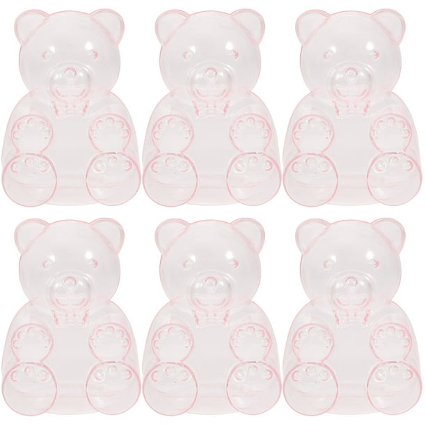 KAKOWELY 6 cajas de dulces con forma de oso, de plástico transparente, para fiestas