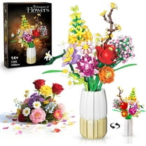 Honchoes Flower Bouquet Building Set with Vase Compatible with Lego Roses Lily for Adults 1458Pcs