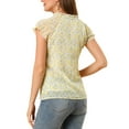 thumbnail image 3 of Allegra K Women's V Neck Short Sleeves Ruffled Trim Ditsy Floral Chiffon Blouse, 3 of 6