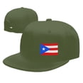 thumbnail image 4 of DouZhe Flat Brim Cap Snapback Hat, Puerto Rico Flag Prints Adjustable Green Adult Baseball Cap, 4 of 6